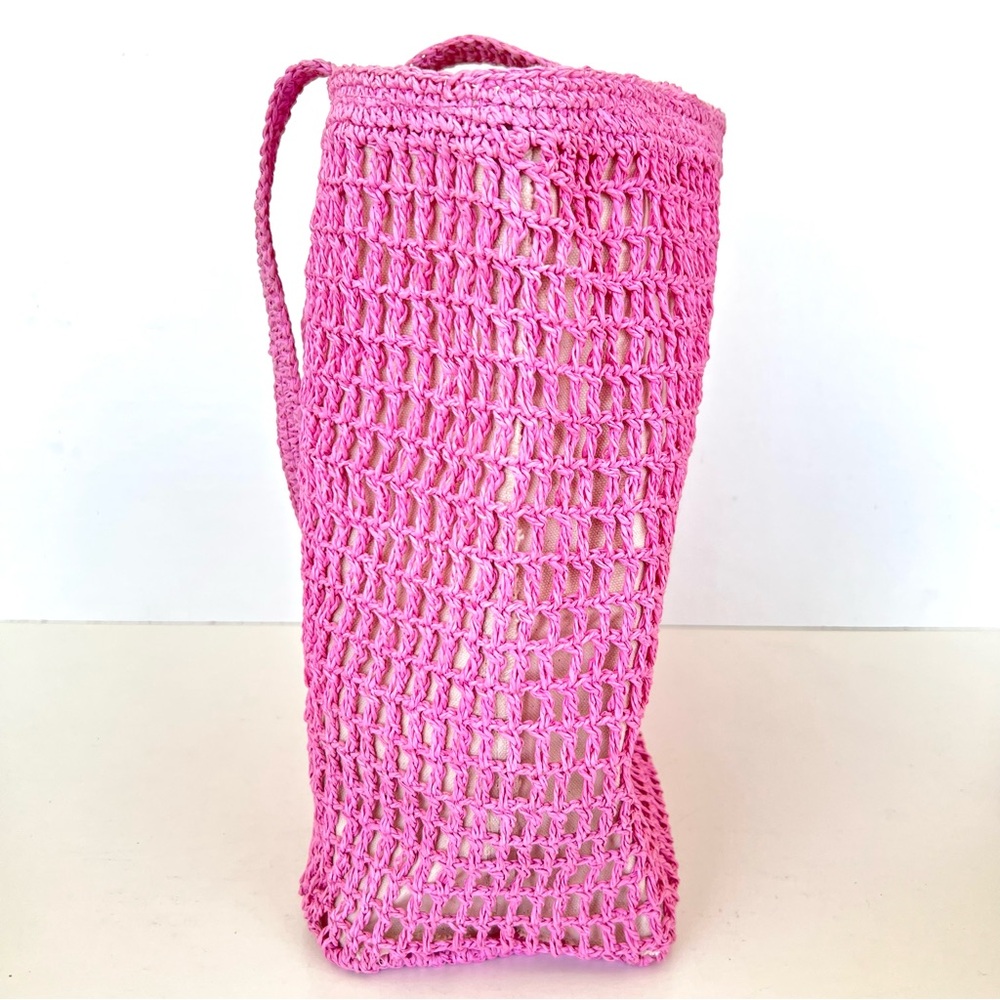 MADEWELL The Transport Retro Pink Woven Straw Carry All Shopping Shoulder Tote - Picture 6 of 11